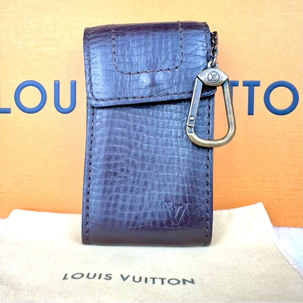 Louis Vuitton brown soft leather card ID holder keychain pouch - Picture 2 of 14